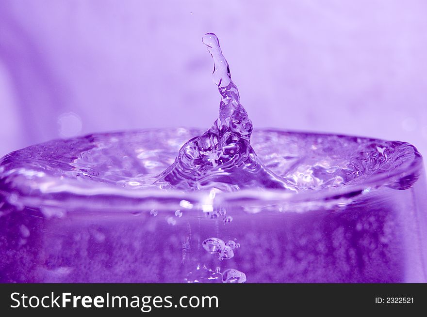 Water and waterdrops in glass