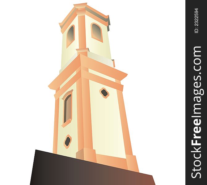 Art illustration of a church's tower. Art illustration of a church's tower