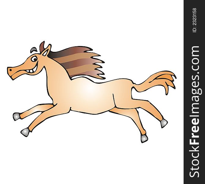 Cartoon art illustration of a horse smiling and running