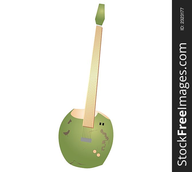 Art illustration: the coconut guitar