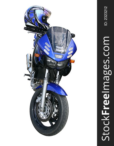 Dark blue brilliant motorcycle on a white background. Dark blue brilliant motorcycle on a white background.