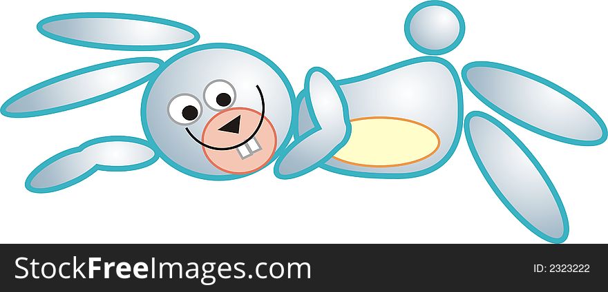 Art illustration of a rabbit layed and smiling. Art illustration of a rabbit layed and smiling