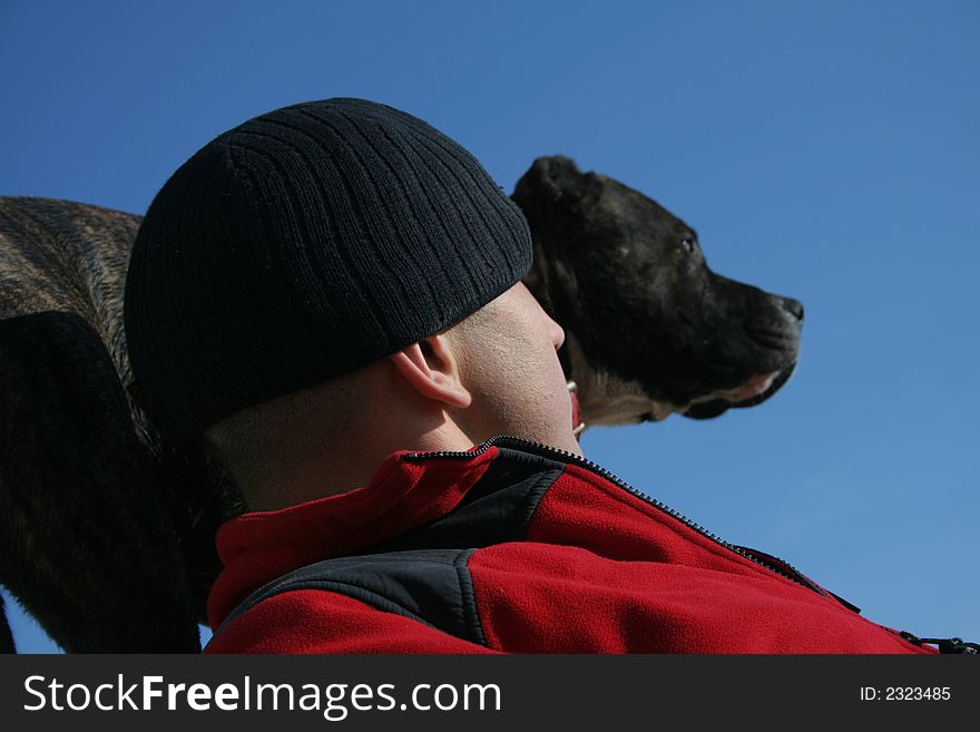 The man and his dog. The man and his dog