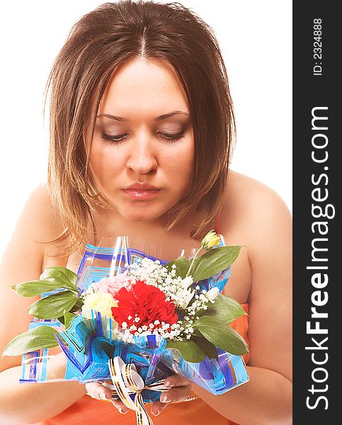 Woman Sniffing Flowers