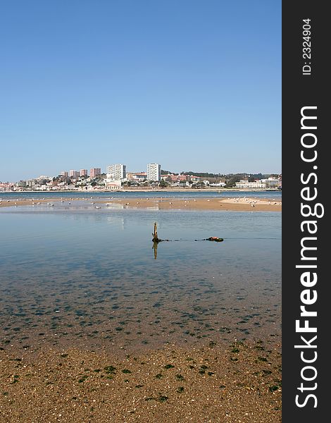 Oporto city view taken from a beach. Oporto city view taken from a beach