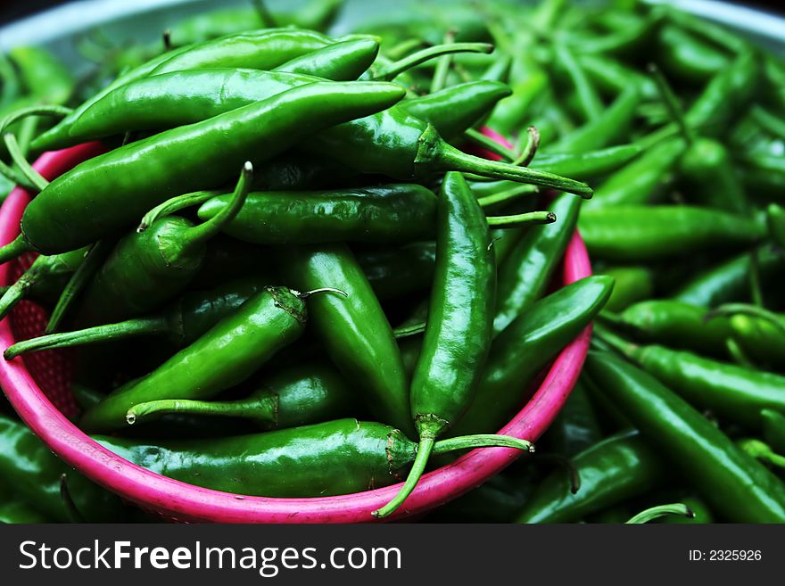 Green peppers in a bowl