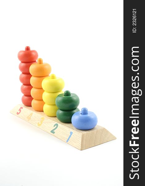 Childs counting toy on a white background