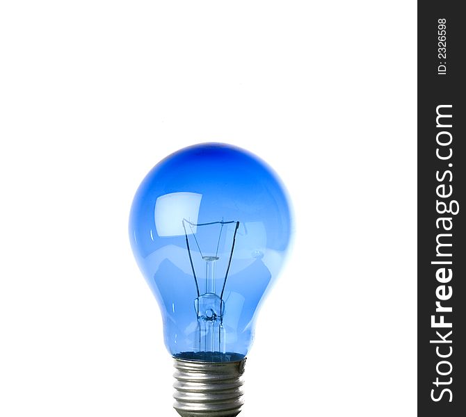 Blue lightbulb isolated against white. Blue lightbulb isolated against white