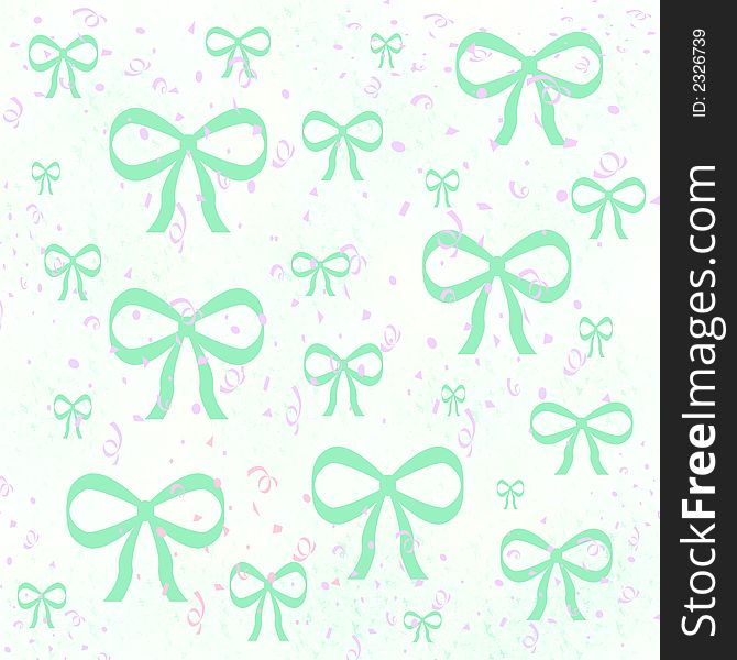 Pastel bows and confetti on white background. Pastel bows and confetti on white background