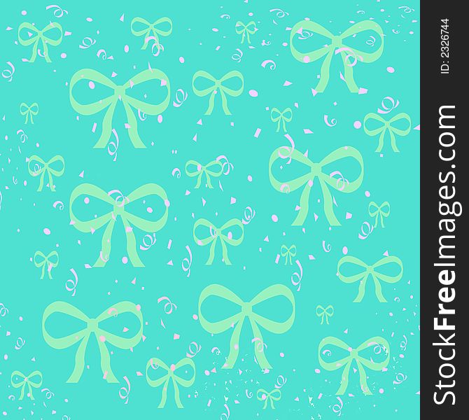 Pastel bows and confetti on blue background. Pastel bows and confetti on blue background