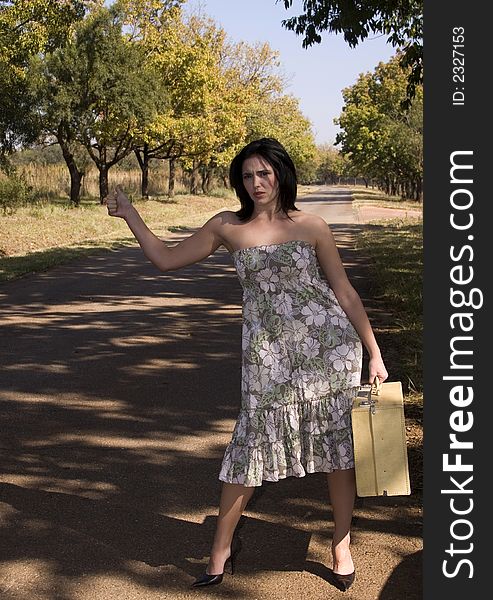 Brunette Hitchhiking-day Dress