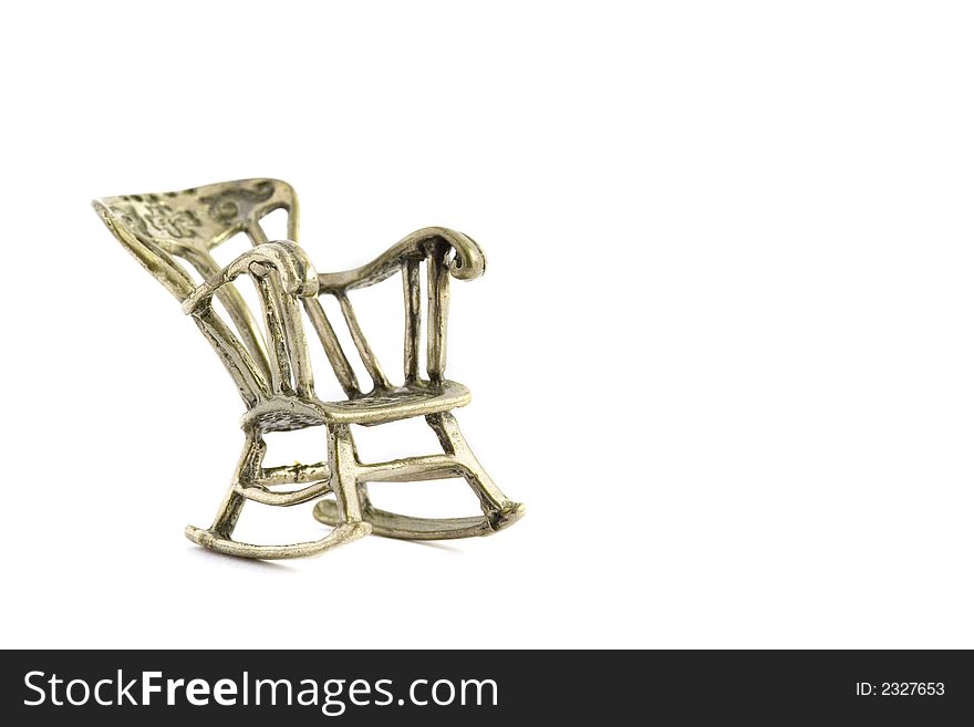 Two small chairs in metal silver. Object isolated.