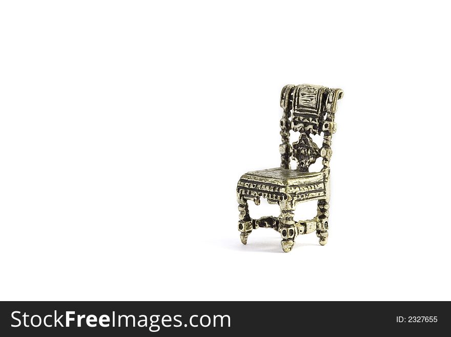 Small chair in metal silver. Object isolated.