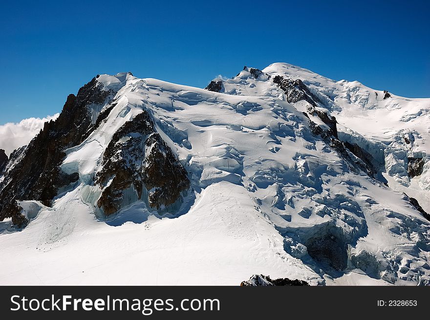 Mont Blanc panorama from Aiguille du Midi, Chamonix, Mont Blanc, West Alps, France, europe