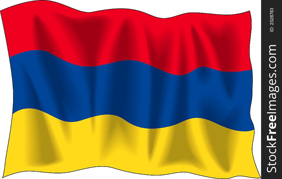 Waving flag of Armenia isolated on white. Waving flag of Armenia isolated on white