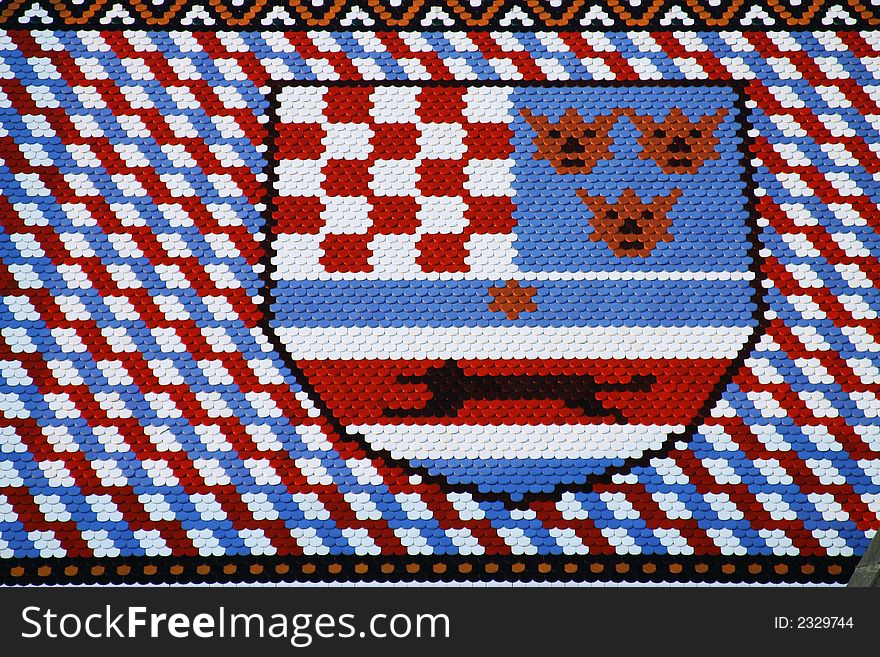 St. Mark's church tiled roof coat of arms in Zagreb, Croatia