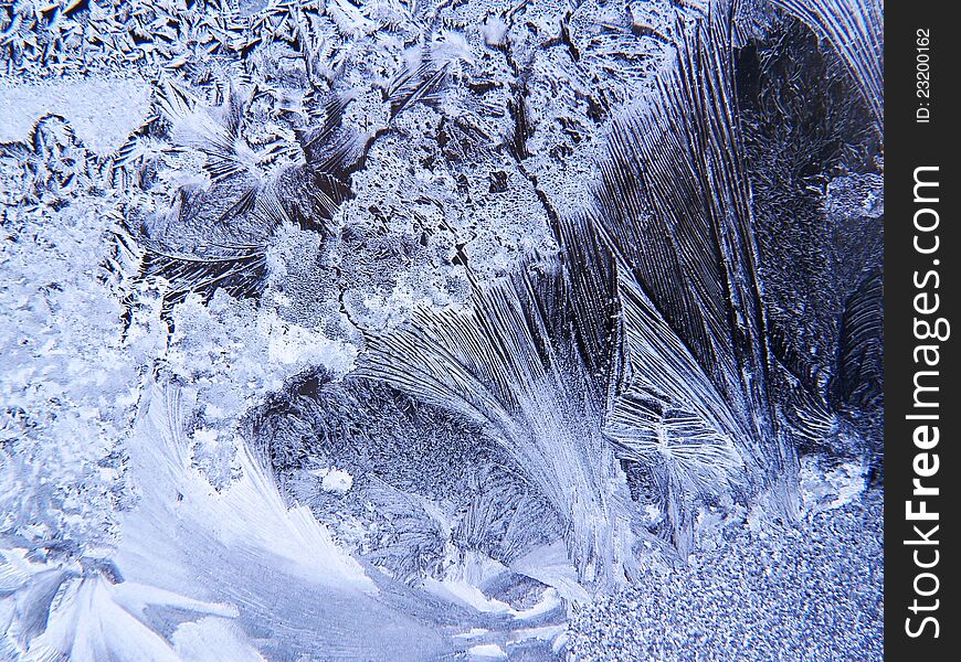 A detail of an ice texture on a window