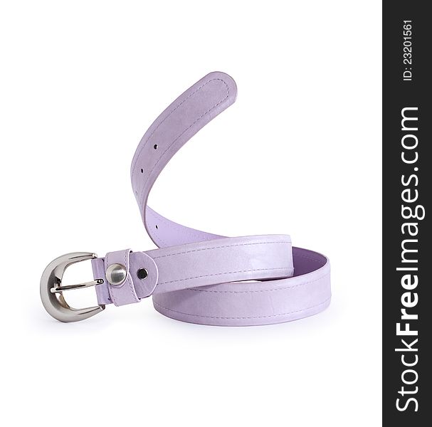 Purple leather belt on white background. Isolated with clipping path. Purple leather belt on white background. Isolated with clipping path