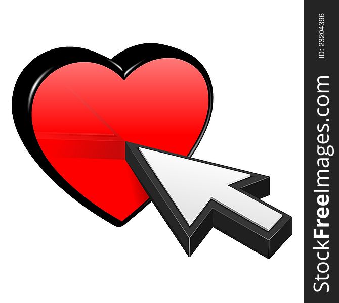 Heart and cursor illustration on white