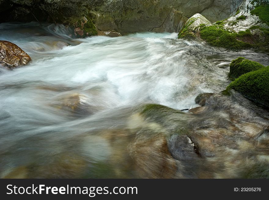 Stream Running Water in the Moznica Slovenia.