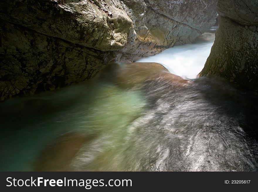 Stream Running Water in the Moznica Slovenia.