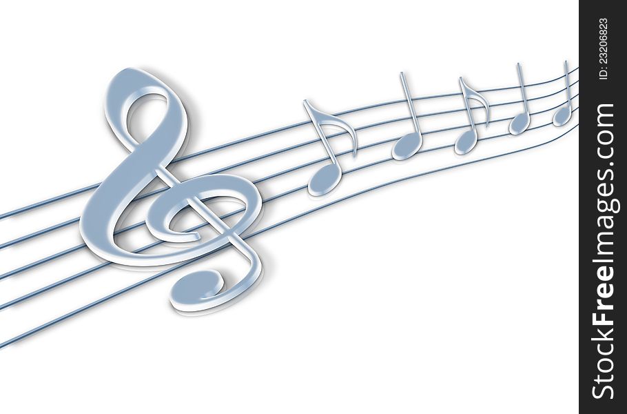 Music notes 3d viewed in perspective.