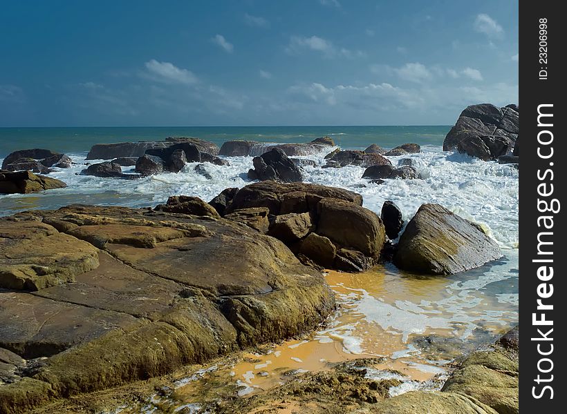 Waves crashing on the rocks. Waves crashing on the rocks.