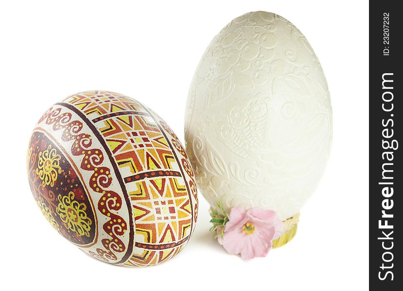 Hand Painted Easter Eggs on  a White background