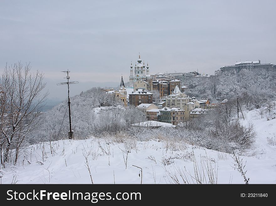 The ukrainian capital city Kyiv at snowy winter. The ukrainian capital city Kyiv at snowy winter.