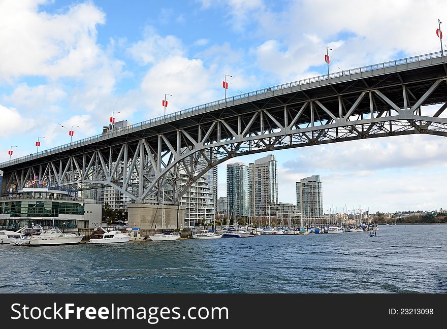 Granville Street bridge running over Vancouver harbor