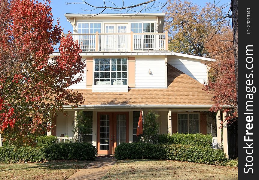 It is a big house with balcony on the roof. It is a big house with balcony on the roof.