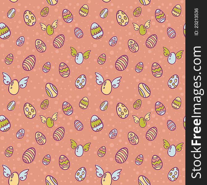 Easter Eggs Cartoon Seamless Texture