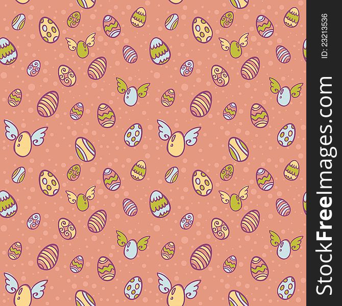 Easter eggs cartoon seamless texture