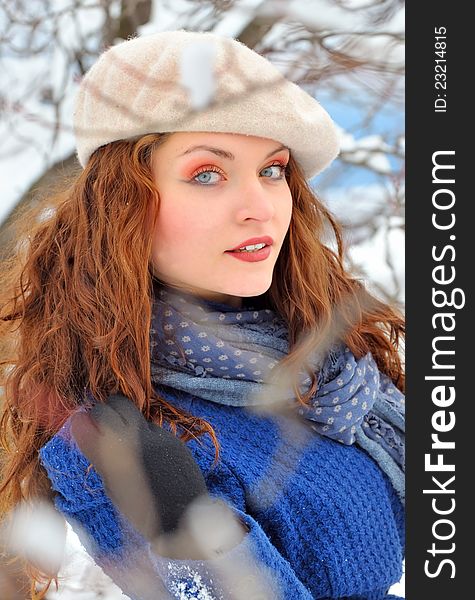 Young Beautiful Woman in winter time