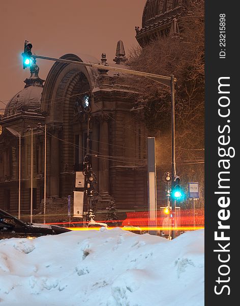 Traffic lights in winter