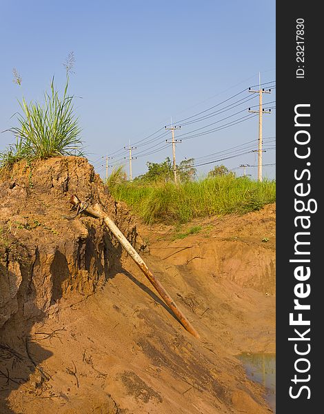 Farmers' water pipe buried in the ground. Farmers' water pipe buried in the ground.