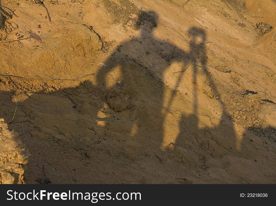 Cameraman's Shadow on the ground that the cliff. Cameraman's Shadow on the ground that the cliff.