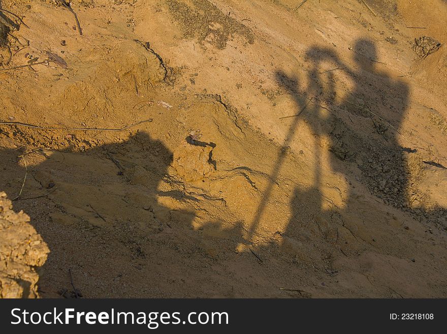 Cameraman's Shadow on the ground that the cliff. Cameraman's Shadow on the ground that the cliff.