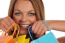 Young Woman S Portrait With Shopping Bags Stock Images Young Woman S Portrait With Shopping Bags Stock Images