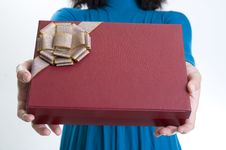 Woman Give Present Stock Images