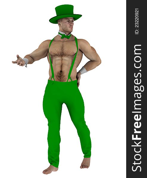 A male model in his unique pose for st patrick's day. A male model in his unique pose for st patrick's day