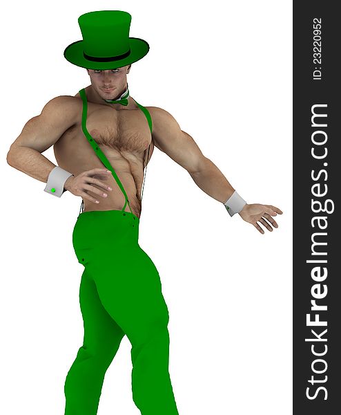 A male model in his unique pose for st patrick's day. A male model in his unique pose for st patrick's day