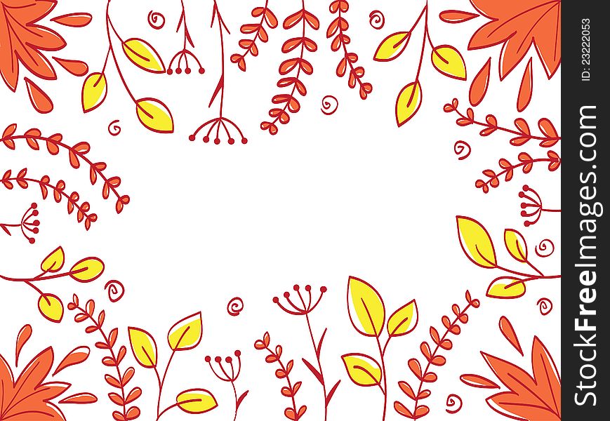 Floral abstract frame background - colored illustration