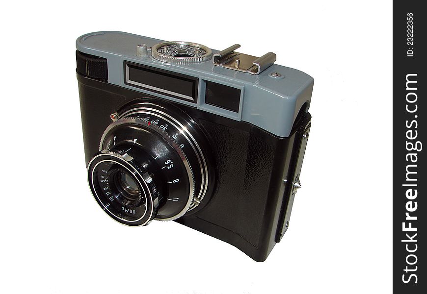 Old russian camera on a white background. Old russian camera on a white background