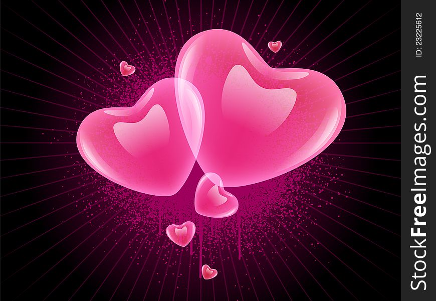 Velentines hearts on grunge background. Velentines hearts on grunge background