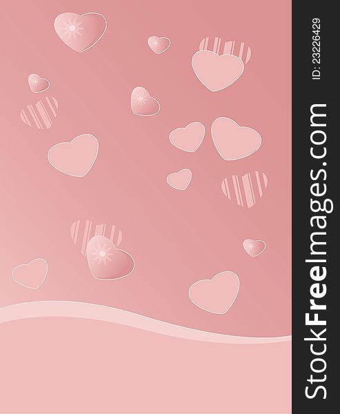 Hearts on a pink background. Hearts on a pink background