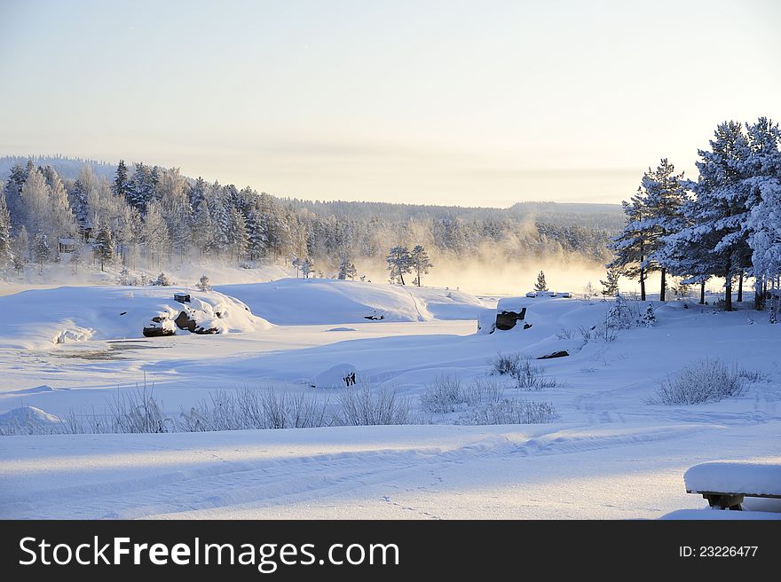 Emotional winter in February (the Arctic Circle, Northern Sweden)