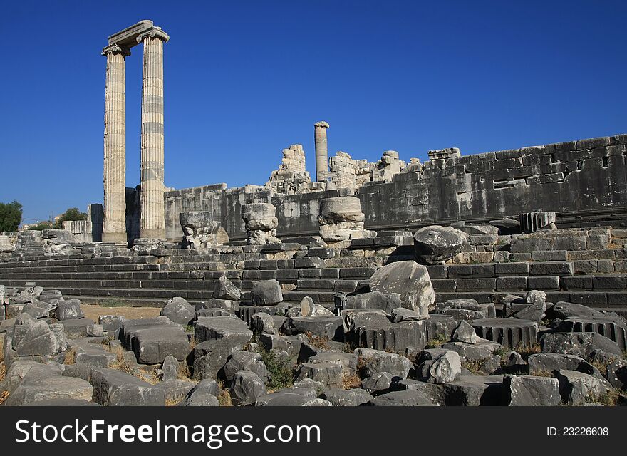 A view of Temple of Apollo in antique city of Didyma, Aydin. A view of Temple of Apollo in antique city of Didyma, Aydin