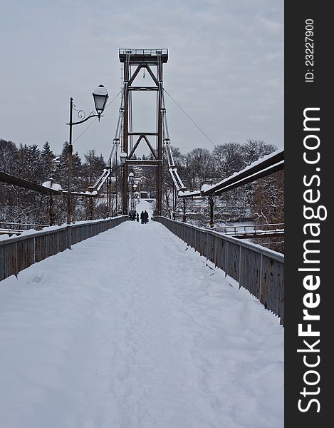 Bridge in winter park, can use as background