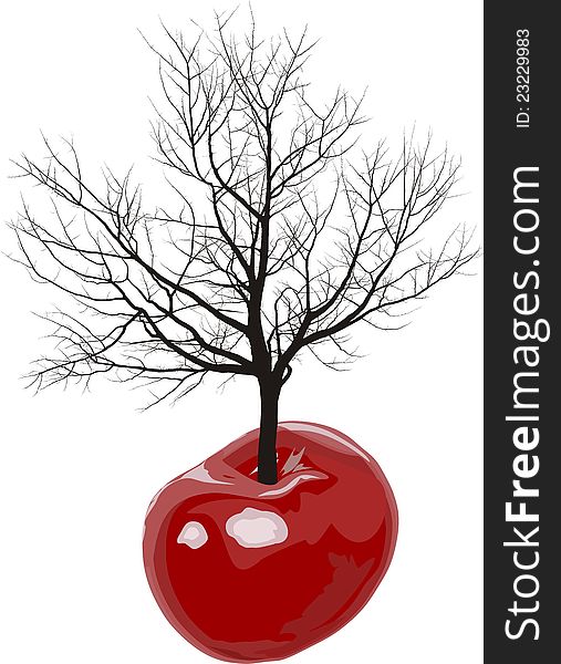 vector illustration of a tree growing out of cherries fruit. vector illustration of a tree growing out of cherries fruit